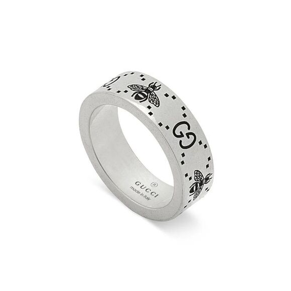 Gucci Sterling Silver Bee Engraved 6mm Ring NEW 13 US 6 - Picture 1 of 11